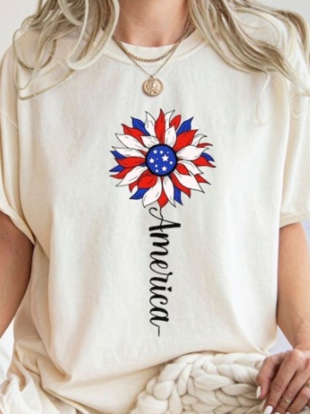 America Sunflower Shirt, USA Flag Flower Shirt, American Gift